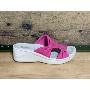🔥NEW- Bzees Smile More Sandals 6M Pink Comfort Slide Slip On Wedge Washable